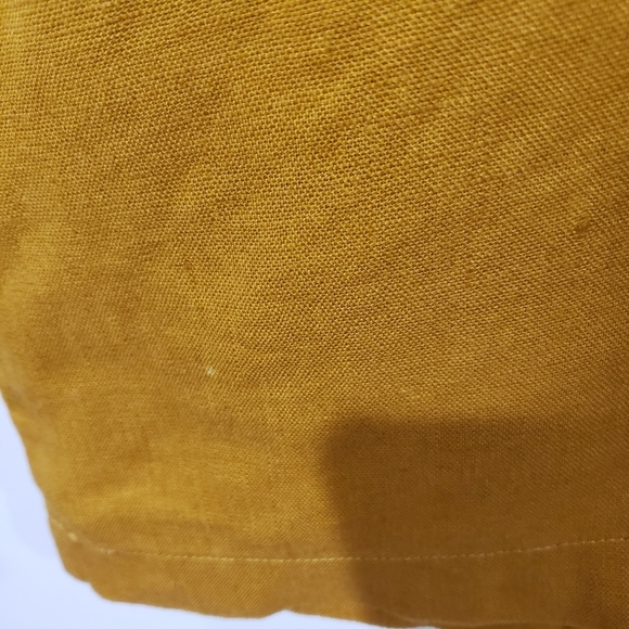 Garnet Hill Market Linen Dress Size M Mustard Gold Shift Popover Coastal Casual - Picture 16 of 16